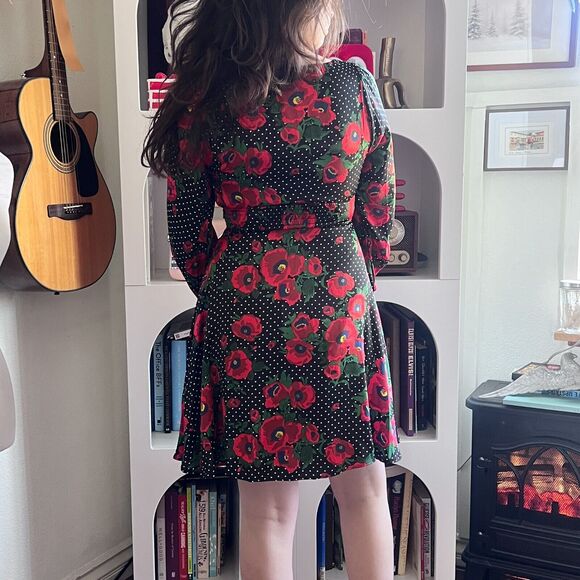 Free People Womens Morning Light Black Polka Dot Babydoll Dress Sz 0 Floral - Picture 3 of 10